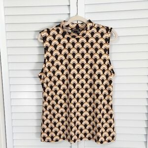 ByDesign Top, Size XL, sleeveless, MCM Pattern, Tan,‎ Cream, Black